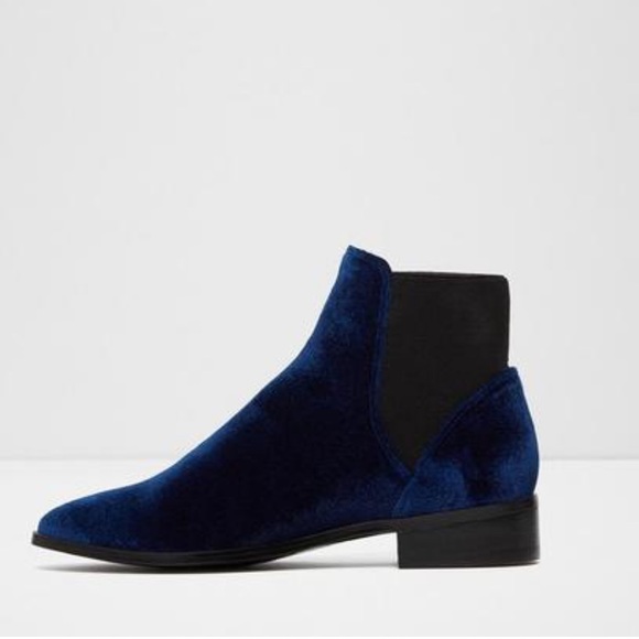ALDO Nydia Blue Velvet Ankle Boot - Picture 2 of 6